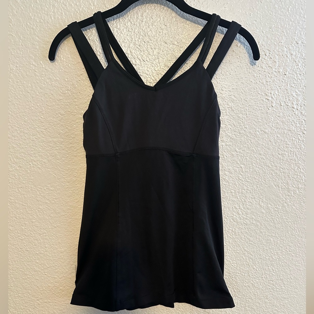 Lululemon Black Double Strap Tank Top Size 4 - Picture 4 of 8